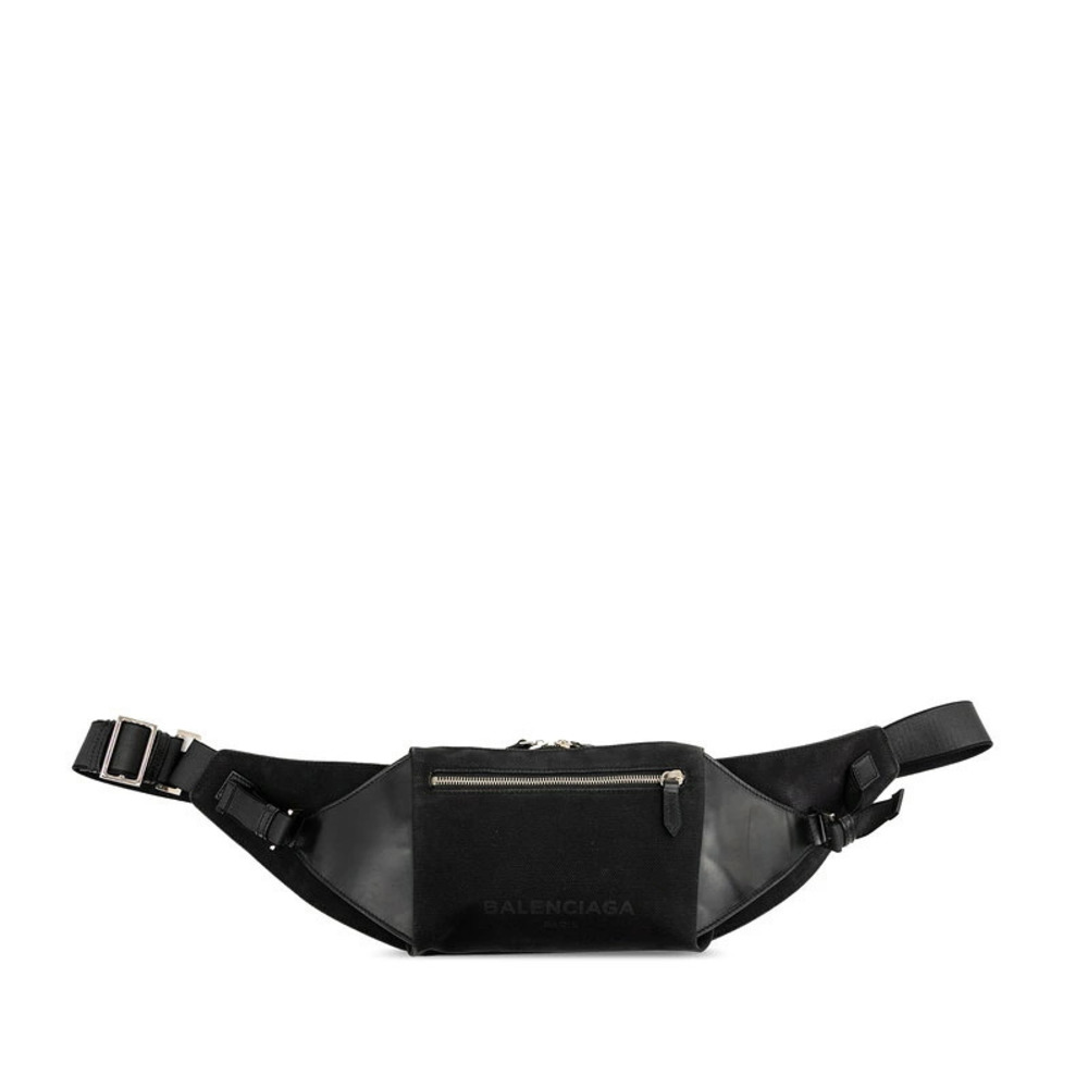 Balenciaga Waist Crossbody Bum Belt Bag Body Black Canvas Leather